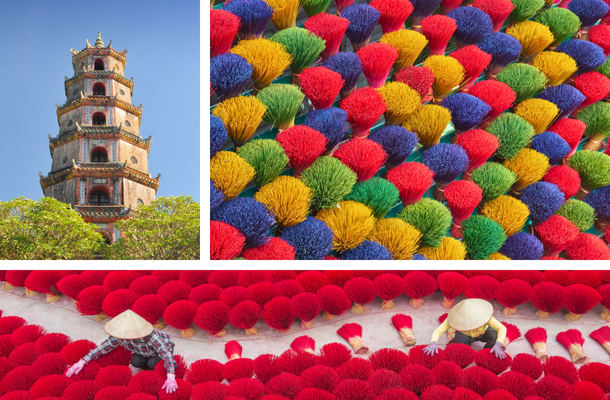 渡假村內早晨時光→天姥寺→順化香村→峴港→古宅特色咖啡廳(含一杯飲品)→峴港機場→台北