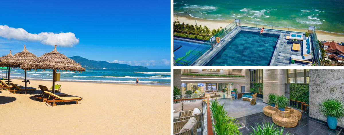 享受頂樓無邊際泳池→鈦美口袋私藏-活海鮮風味餐→摩洛哥風格咖啡廳(現點現付)→越式按摩90分鐘→美溪沙灘→山茶夜市