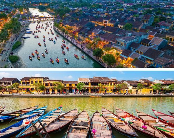 Lang Cui Lu藝術村(多項手作課可自費安排)→輕食午餐→會安古鎮漫步→會安遊河+水燈祈福→古鎮風味餐