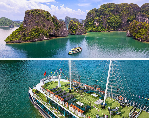 世界文化遺產~下龍灣 五星Heritage一日遊 (驚訝洞-鐘乳石洞、天井洞、英雄島)→越式道地風味餐→海灣SKY BAR(現點現付)