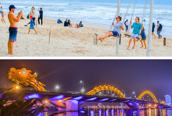 台北→峴港→飯店CHECK IN→美奚沙灘自由活動→米其林入選活海鮮餐廳→漢江步行街&龍橋夜景