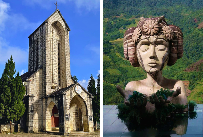 輕食早餐→Cat Cat貓貓村苗族部落(可自費體驗苗族服飾)→沙壩市區自由逛街→沙壩百年石頭教堂→打卡秘境:莫阿納Sapa→越式鮭魚火鍋