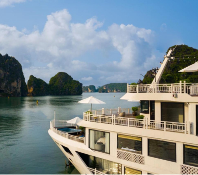 郵輪公司接送→五星 Hermes Cruises 下龍灣豪華船宿旅行(天井洞、獨木舟、英雄島、甲板日落Jacuzzi)